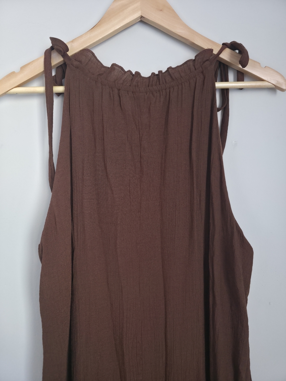 Signature Robbie Bee Brown Dress XL Sleeveless Flowy Ruffle Hem - Picture 5 of 12